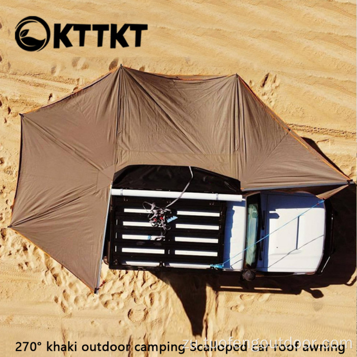 270 ° khaki Outdoor Camping Scallopeted Car Roof Ourning